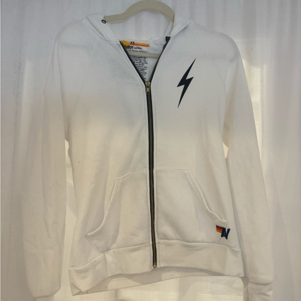 White Aviator Nation Bolt Hoodie